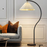 Elegant Cone and Wood-Color Metal Curved Floor Lamp Image - 3