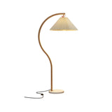 Elegant Cone and Wood-Color Metal Curved Floor Lamp Image - 5