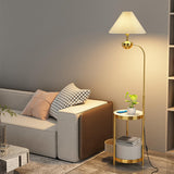 Elegant Cone Gold Metal LED Floor Lamp with Storage Image - 13