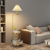 Elegant Cone Gold Metal LED Floor Lamp with Storage Image - 4