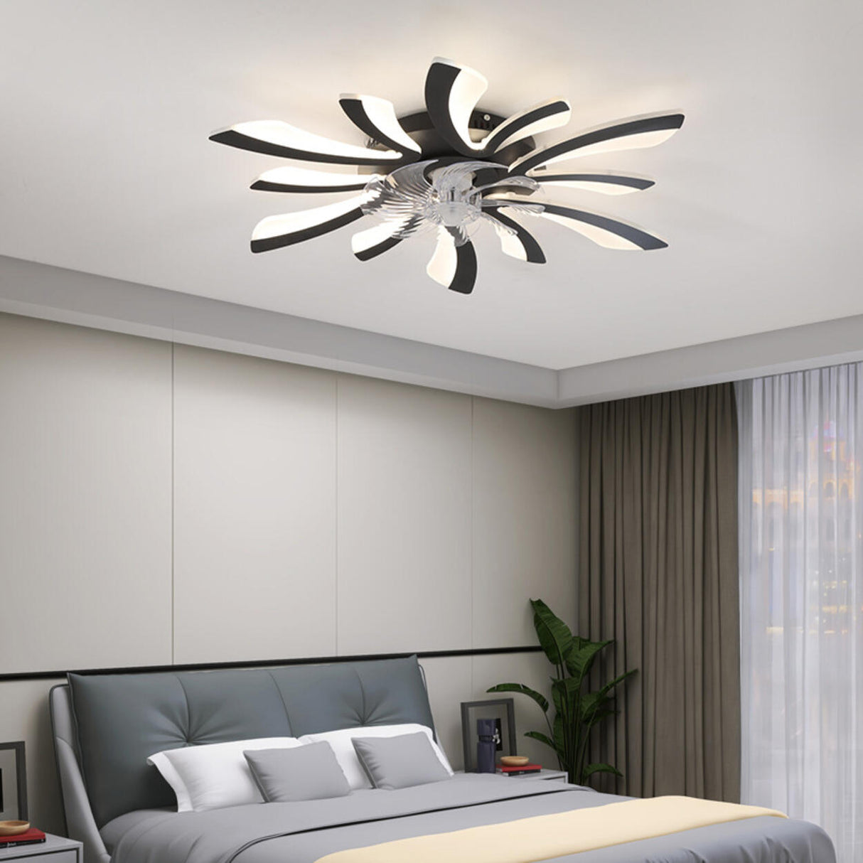 Elegant Creative 8 Blade Sunburst Ceiling Fan Light Image - 3