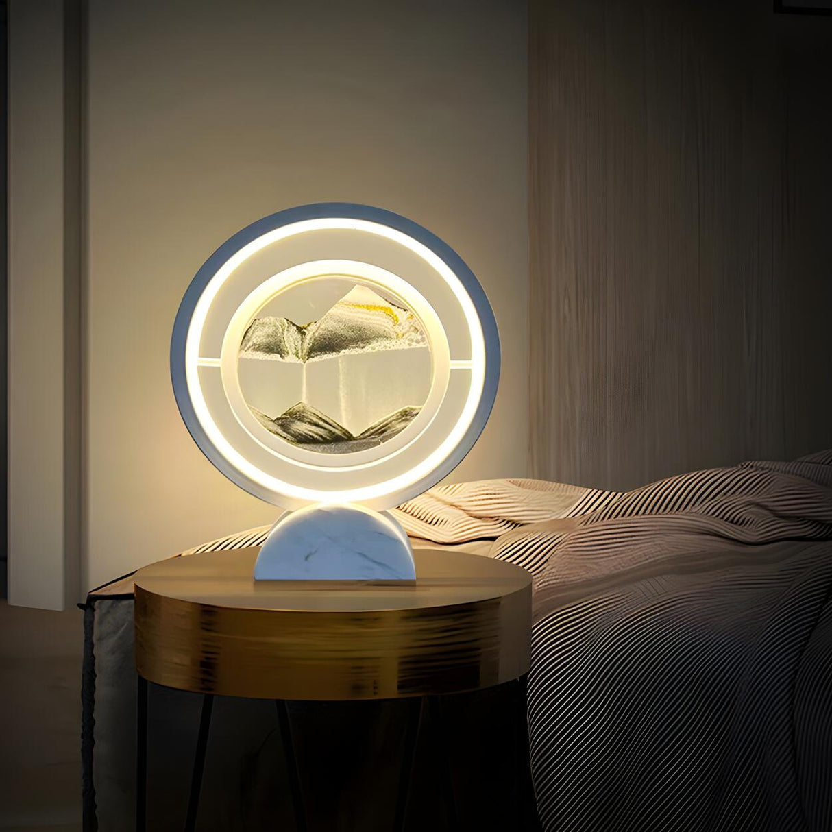 Elegant Creative Circular Sand Art LED Table Lamp Image - 16