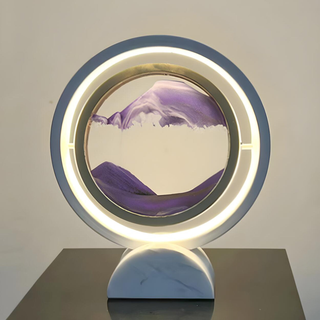 Elegant Creative Circular Sand Art LED Table Lamp Image - 3