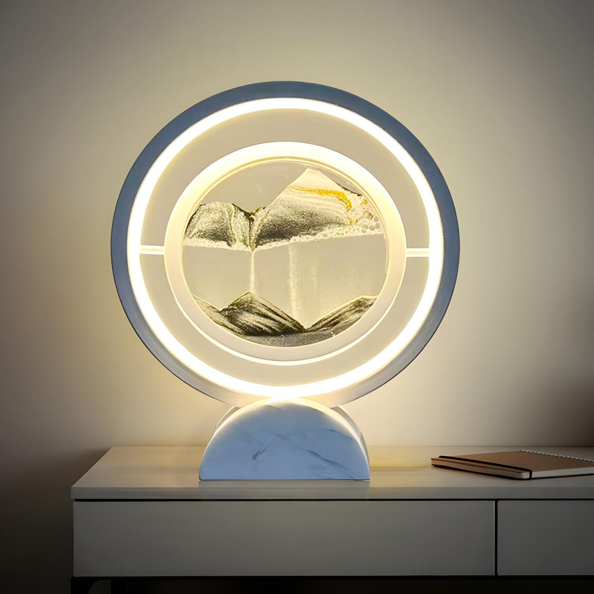 Elegant Creative Circular Sand Art LED Table Lamp Image - 4