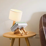 Elegant Creative Robot Shape Wooden Standard Table Lamp Image - 1