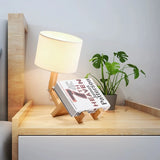 Elegant Creative Robot Shape Wooden Standard Table Lamp Image - 3