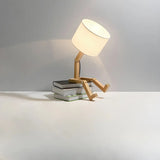 Elegant Creative Robot Shape Wooden Standard Table Lamp Image - 6