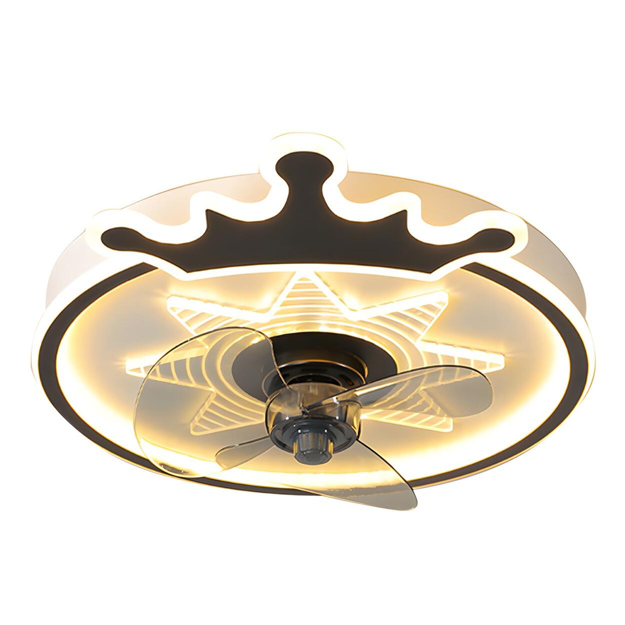 Elegant Crown 3 Blade LED Metal Ceiling Fan with Light Image - 5