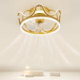 Elegant Crown Geometric Ceiling Fan with LED Light Image - 13