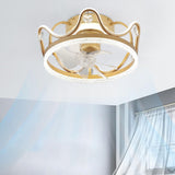 Elegant Crown Geometric Ceiling Fan with LED Light Image - 20