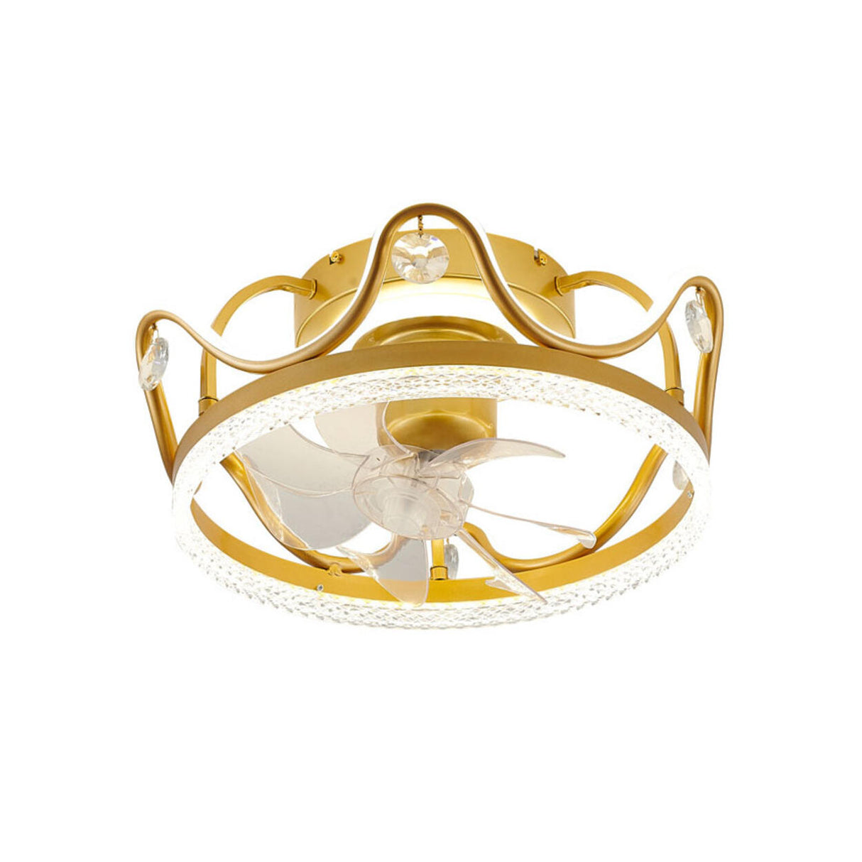 Elegant Crown Geometric Ceiling Fan with LED Light Image - 5