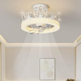 Elegant Crown Modern Round Ceiling Fan with LED Light Image - 1