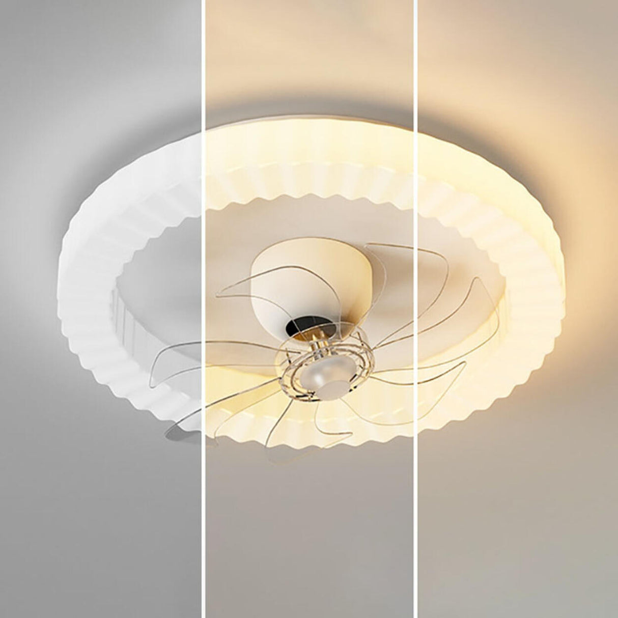 Elegant Crown Modern Round Ceiling Fan with LED Light Image - 11