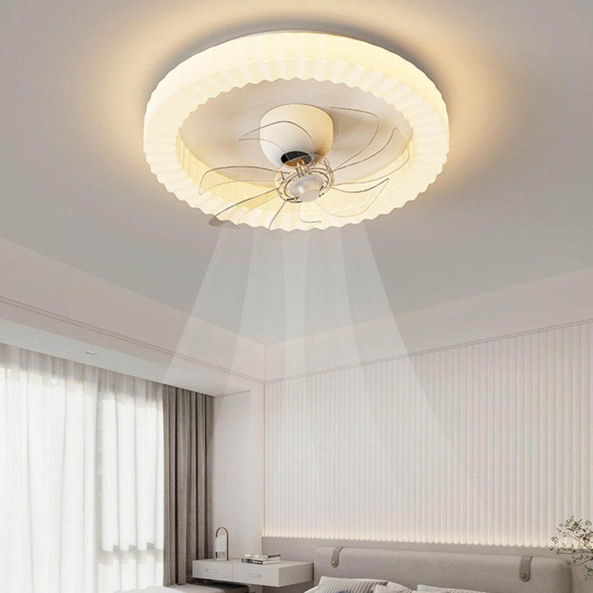 Elegant Crown Modern Round Ceiling Fan with LED Light Image - 16