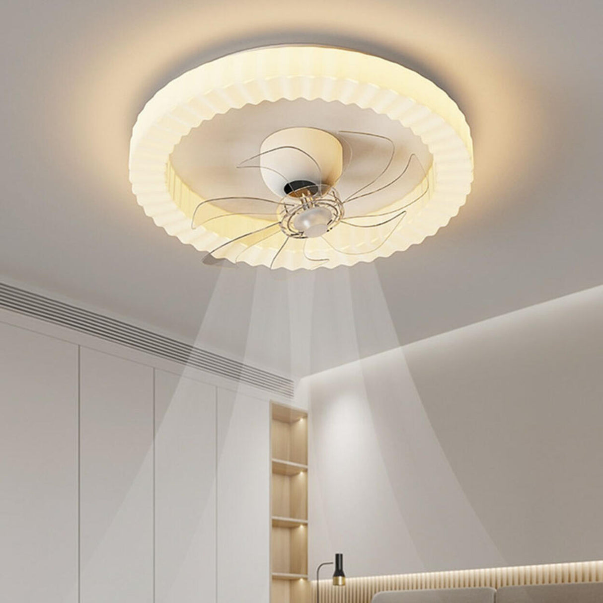 Elegant Crown Modern Round Ceiling Fan with LED Light Image - 2