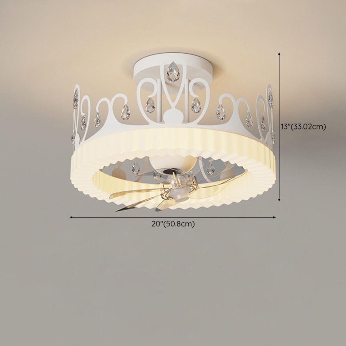 Elegant Crown Modern Round Ceiling Fan with LED Light 