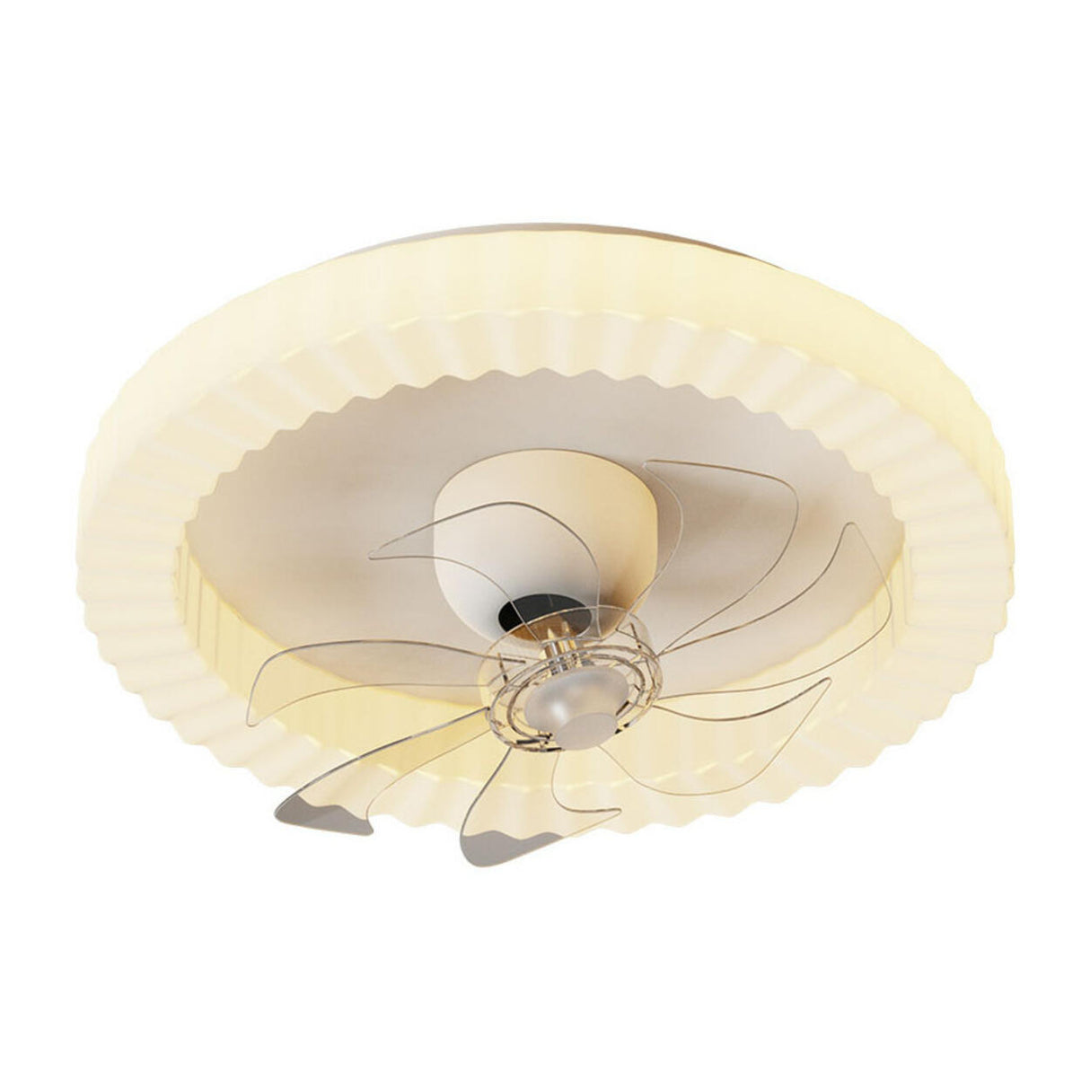 Elegant Crown Modern Round Ceiling Fan with LED Light Image - 5