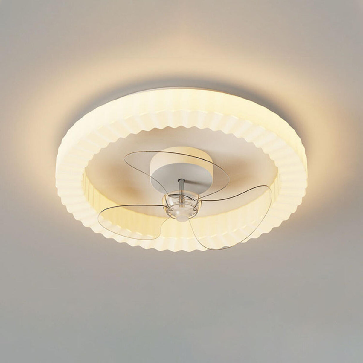 Elegant Crown Modern Round Ceiling Fan with LED Light Image - 6