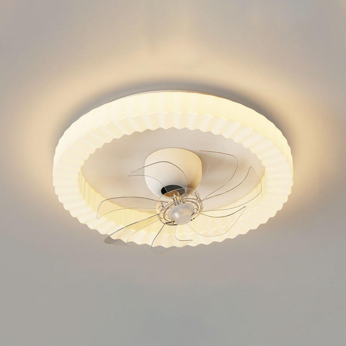 Elegant Crown Modern Round Ceiling Fan with LED Light Image - 7