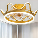 Elegant Crown Shape Flush Modern Ceiling Fan with Light Image - 4