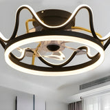 Elegant Crown Shape Flush Modern Ceiling Fan with Light Image - 6