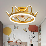 Elegant Crown Shape Flush Modern Ceiling Fan with Light Image - 8