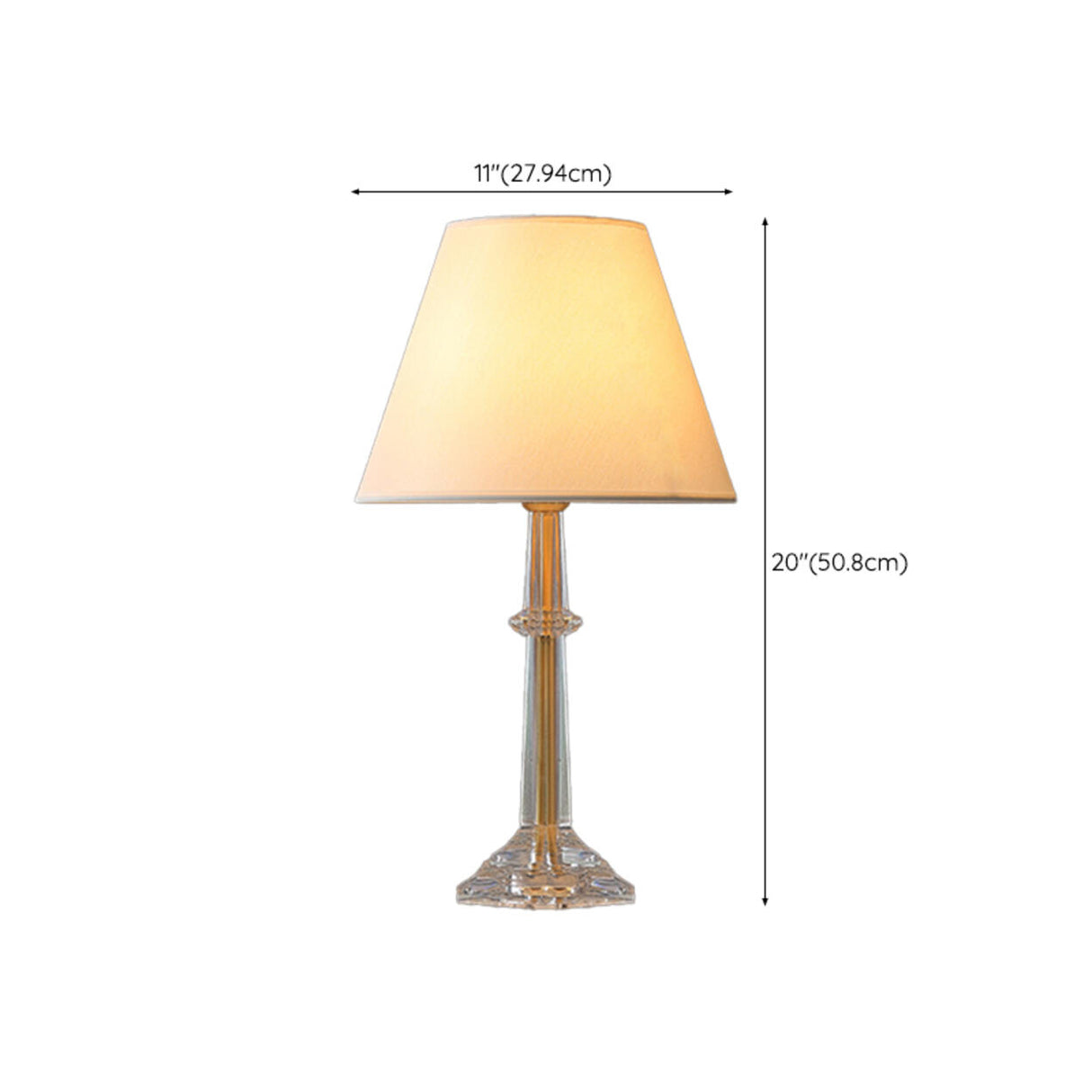 Elegant Crystal Base White Fabric Shade Table Lamp Image - 11