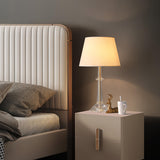 Elegant Crystal Base White Fabric Shade Table Lamp Image - 4