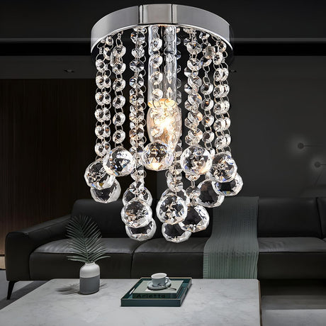 Elegant Crystal Beads Draping Flush Mount Ceiling Light Image - 1