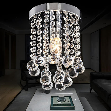 Elegant Crystal Beads Draping Flush Mount Ceiling Light Image - 2