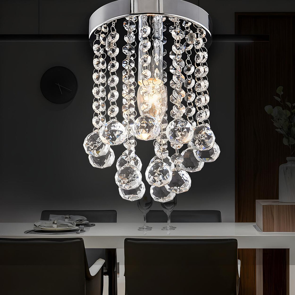 Elegant Crystal Beads Draping Flush Mount Ceiling Light Image - 3