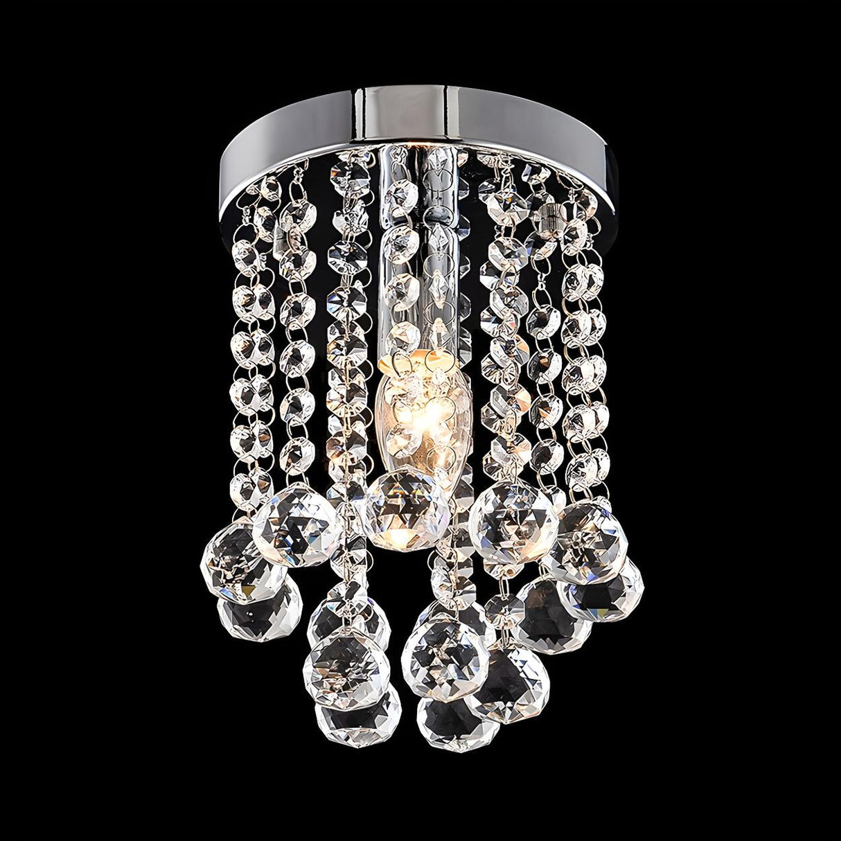 Elegant Crystal Beads Draping Flush Mount Ceiling Light Image - 4