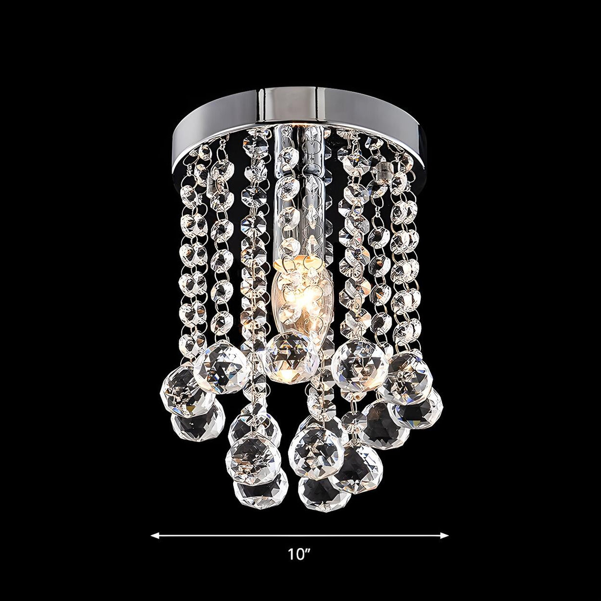 Elegant Crystal Beads Draping Flush Mount Ceiling Light Image - 7