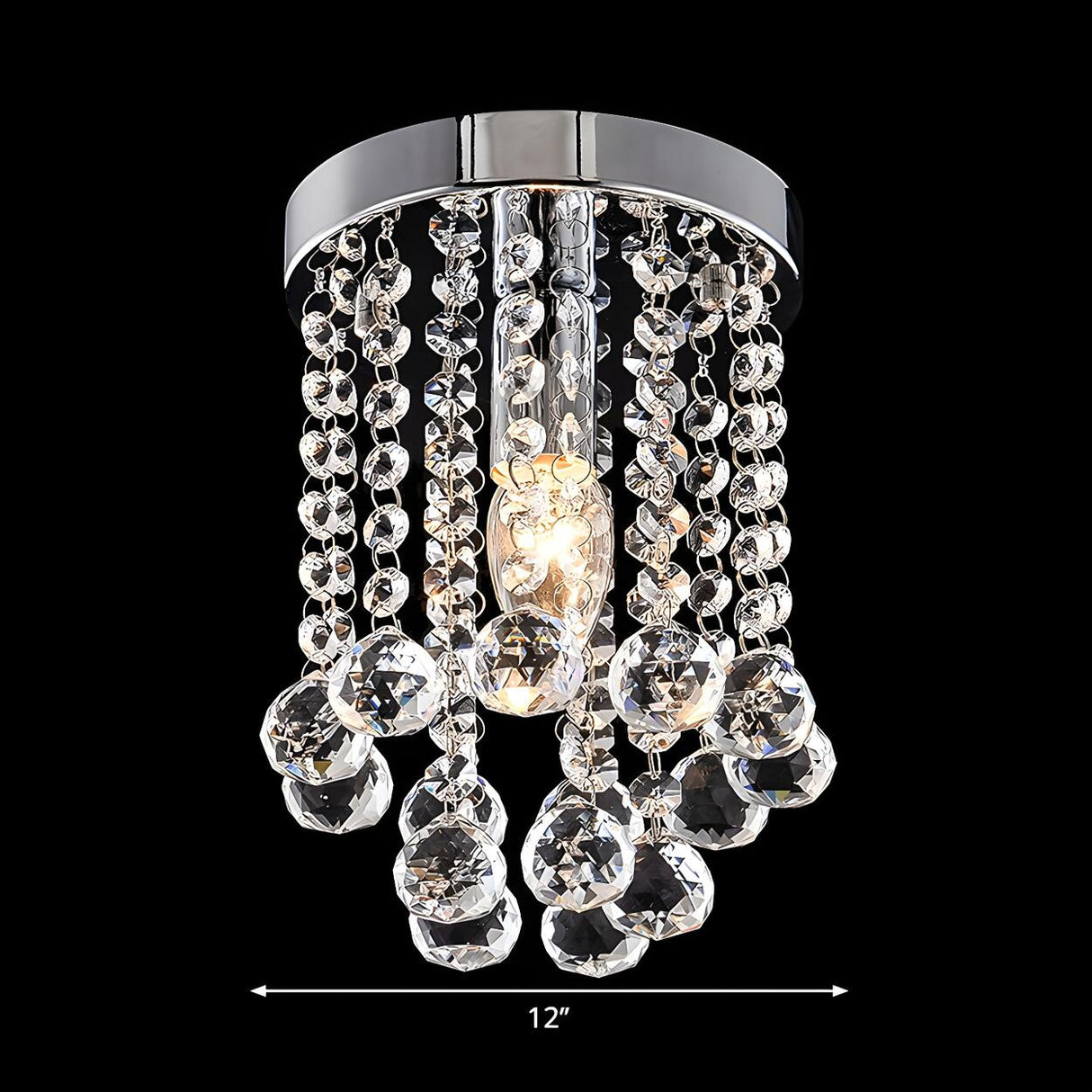 Elegant Crystal Beads Draping Flush Mount Ceiling Light Image - 8