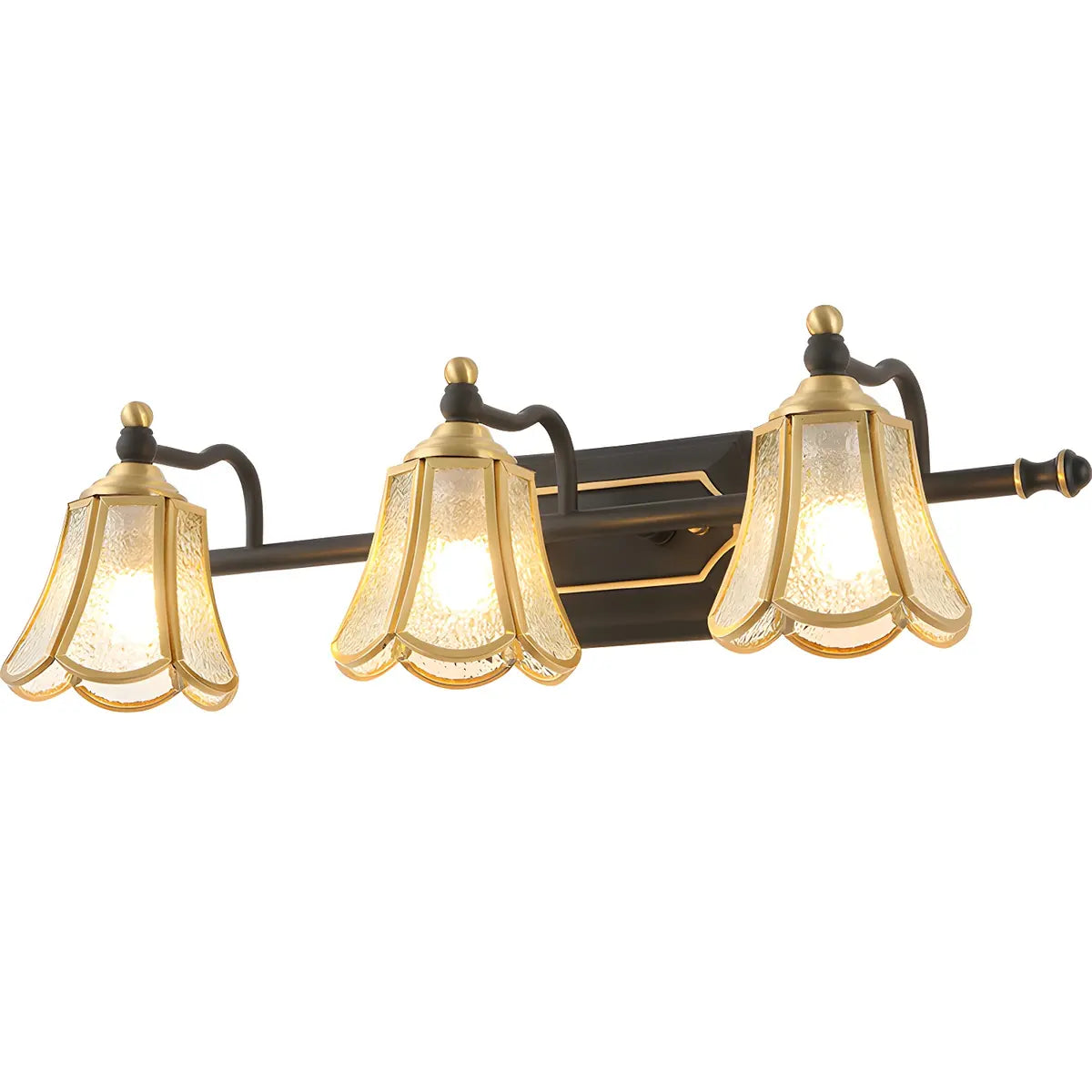 Elegant Crystal Bell Shade Brass Wall Vanity Light Image - 5