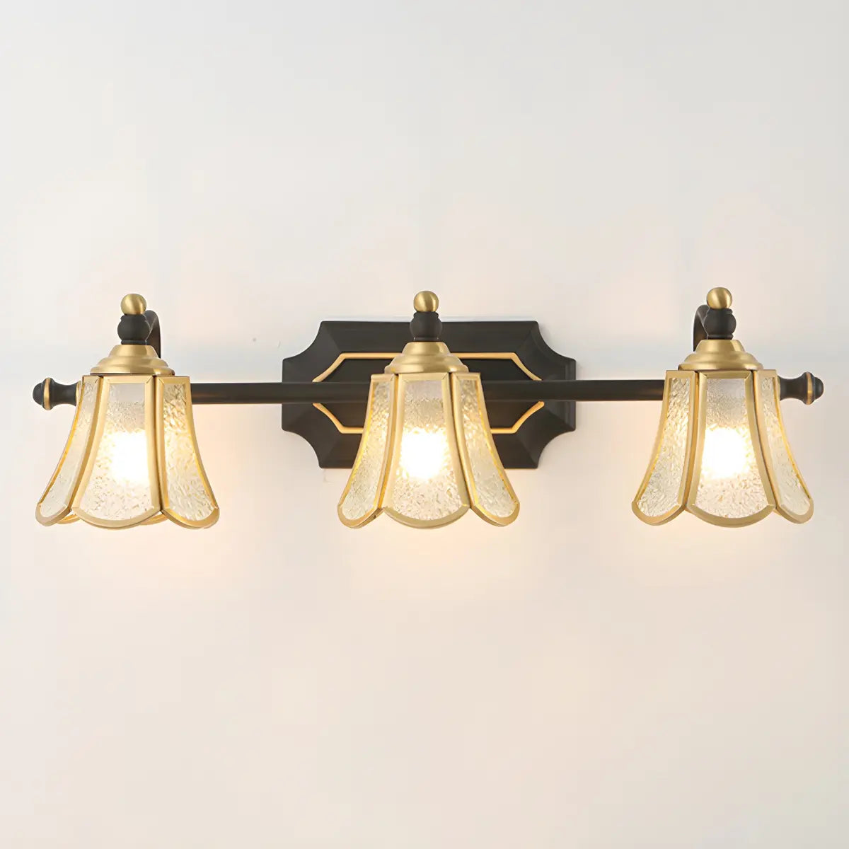 Elegant Crystal Bell Shade Brass Wall Vanity Light Image - 6