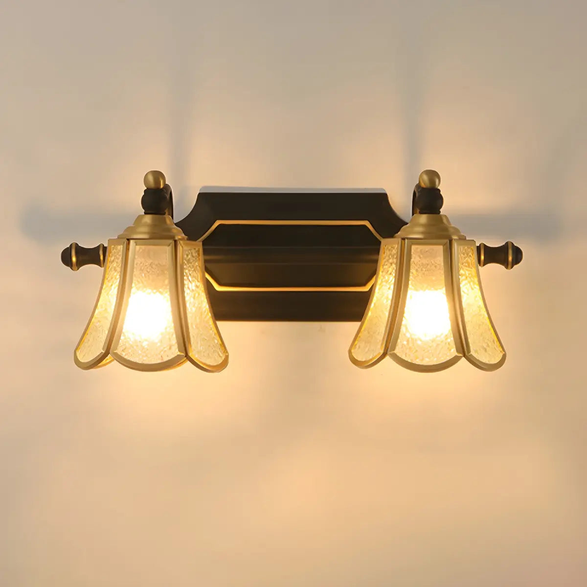 Elegant Crystal Bell Shade Brass Wall Vanity Light Image - 9