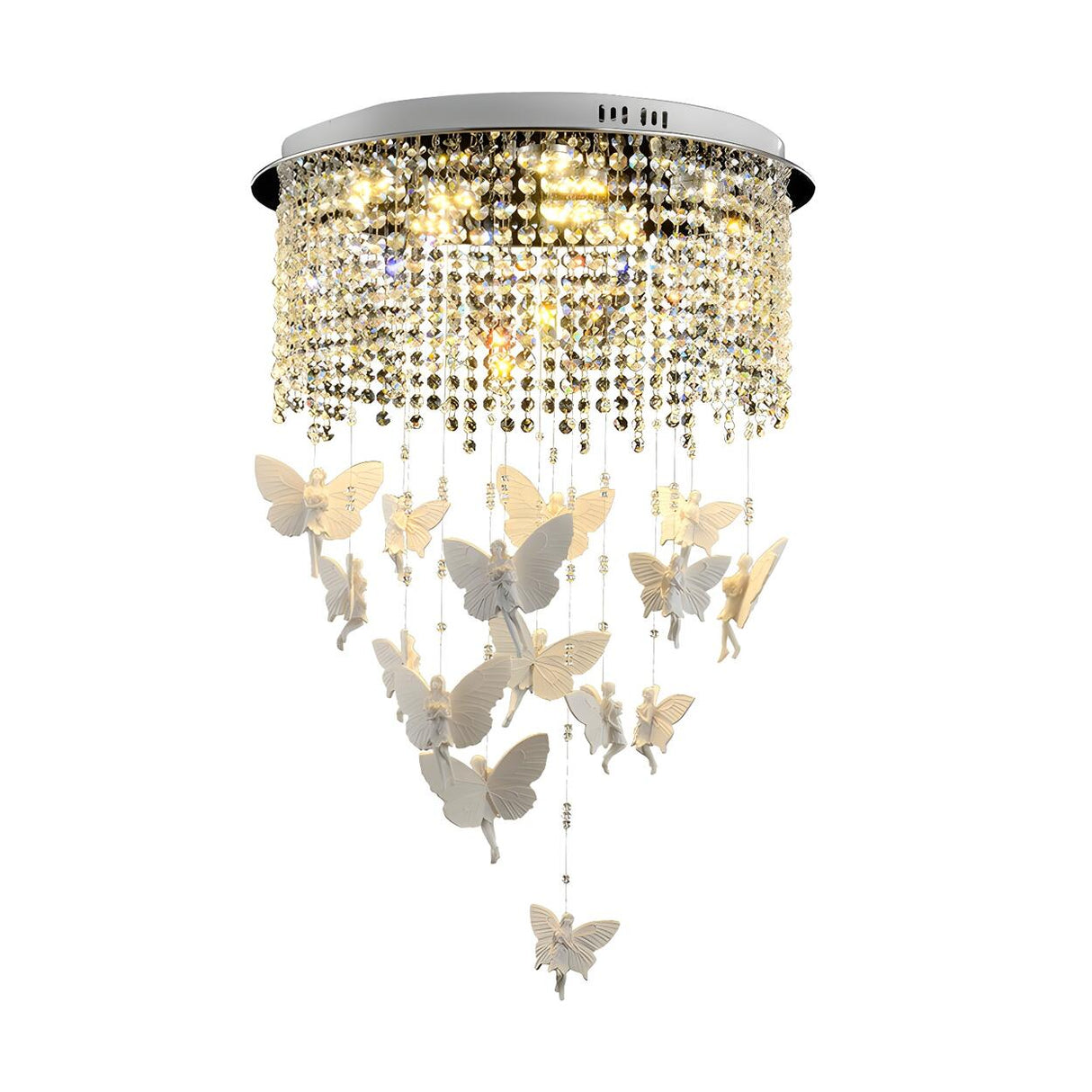 Elegant Crystal Butterfly String LED Flush Mount Light Image - 3