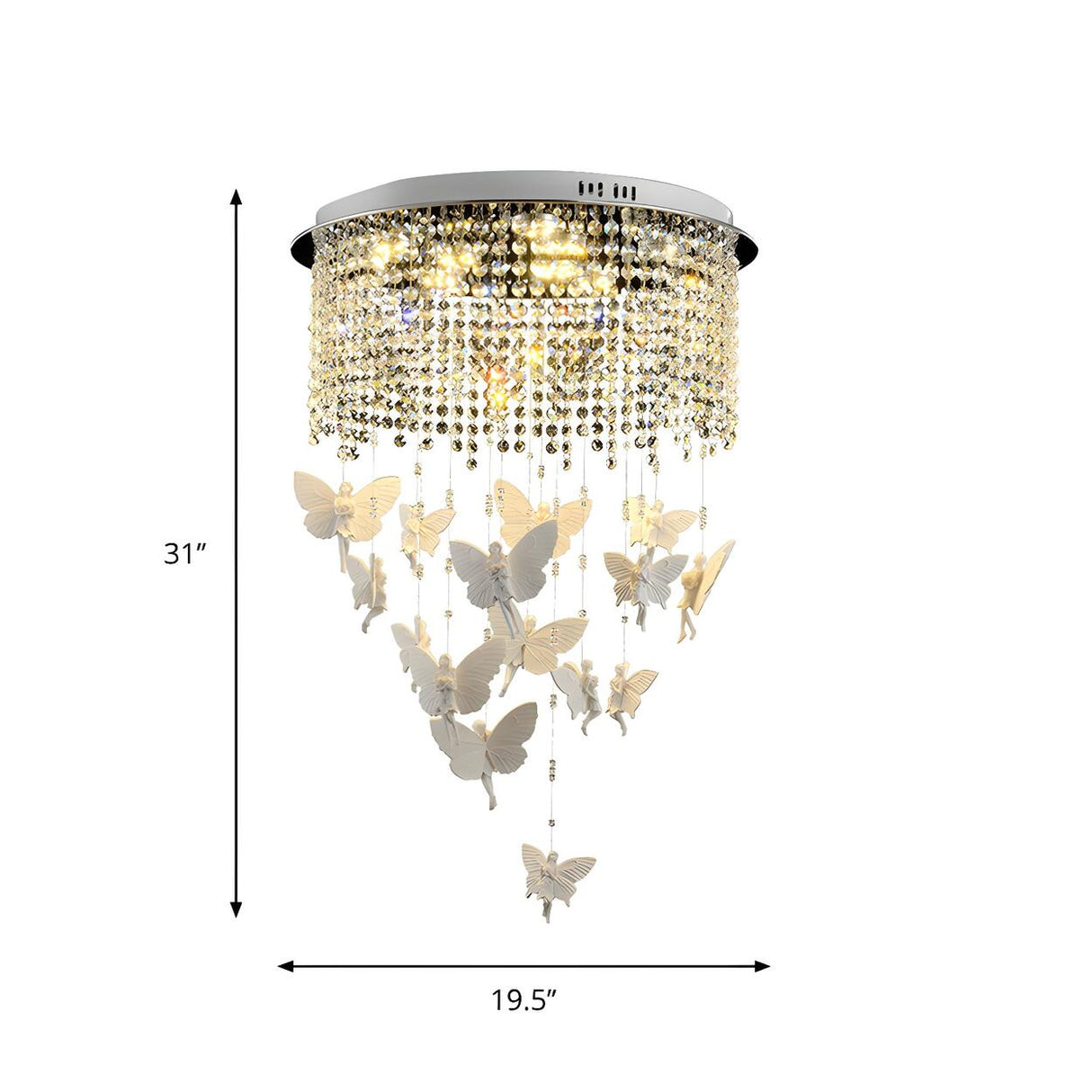 Elegant Crystal Butterfly String LED Flush Mount Light 