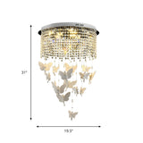 Elegant Crystal Butterfly String LED Flush Mount Light #size