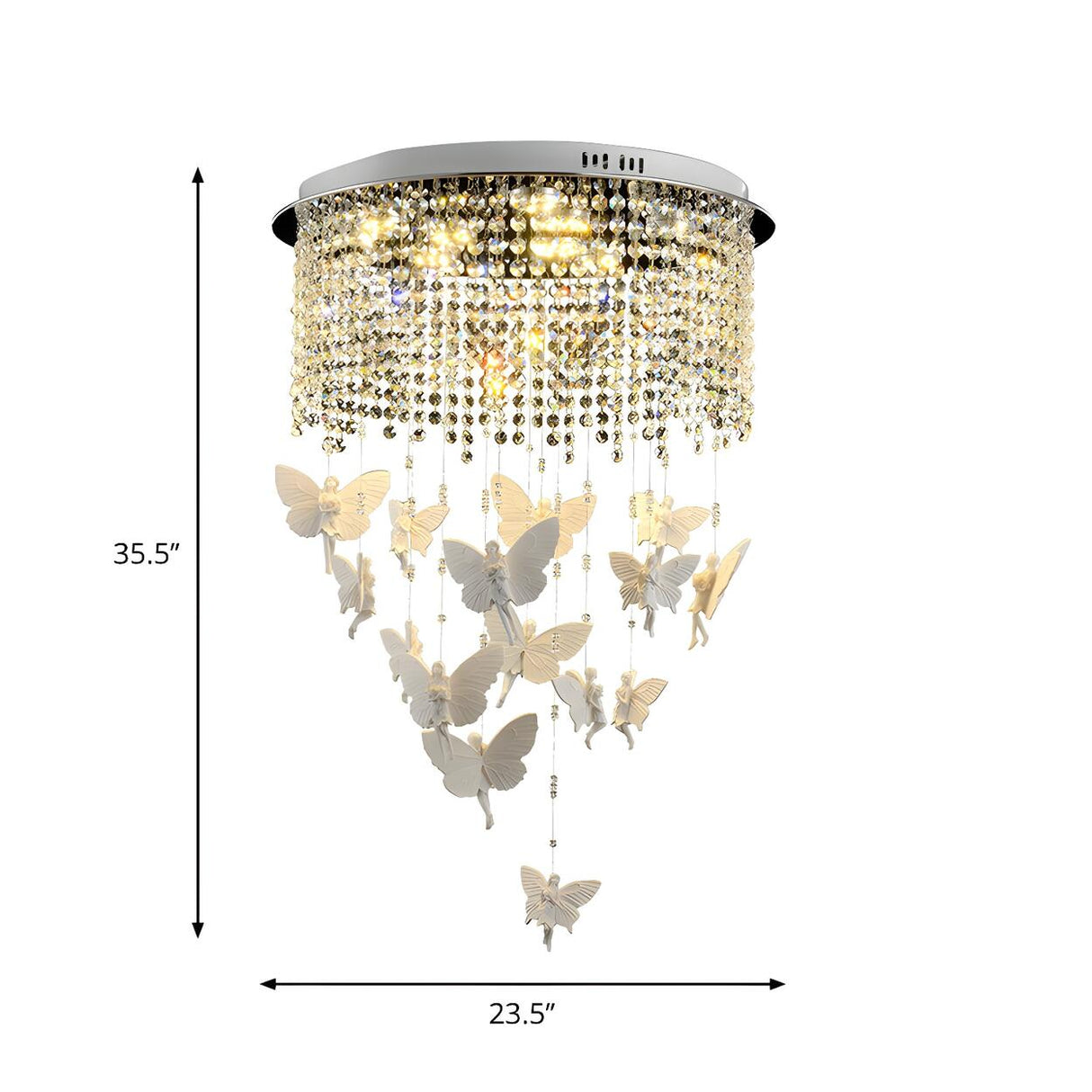 Elegant Crystal Butterfly String LED Flush Mount Light Image - 5