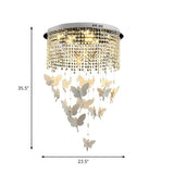 Elegant Crystal Butterfly String LED Flush Mount Light Image - 5