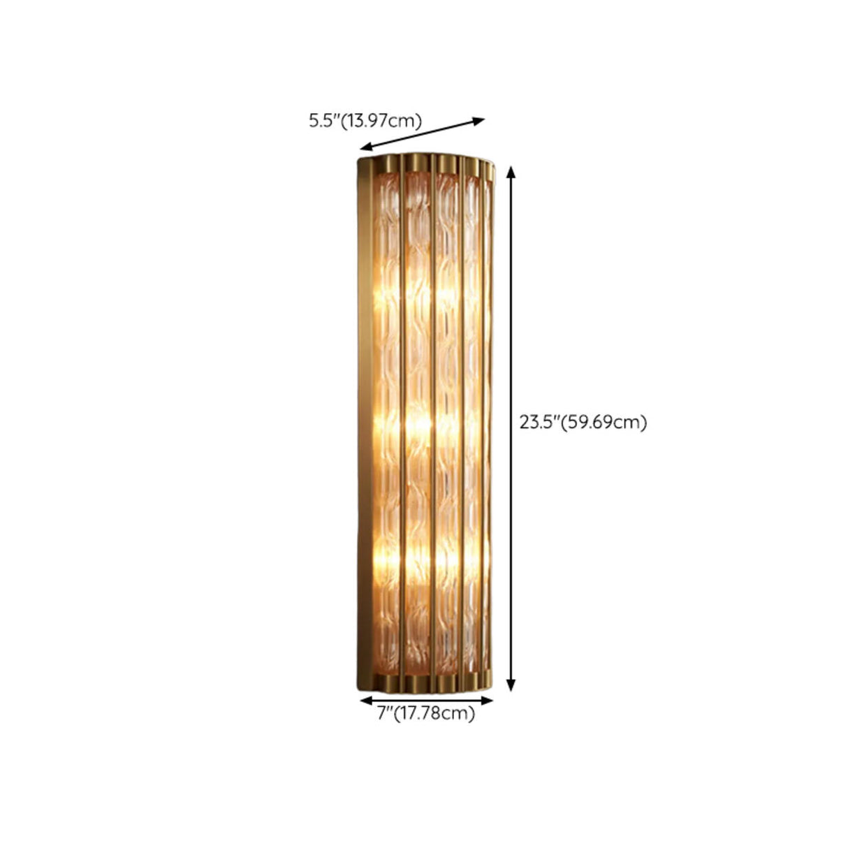 Elegant Crystal Rectangular Gold Wall Sconce Image - 16