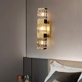 Elegant Crystal Rectangular Gold Wall Sconce Image - 2