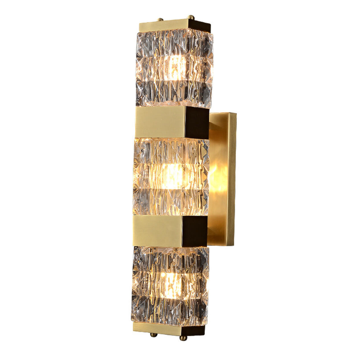 Elegant Crystal Rectangular Gold Wall Sconce Image - 5