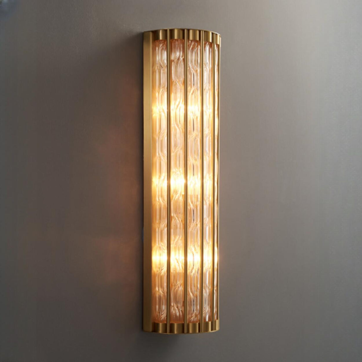 Elegant Crystal Rectangular Gold Wall Sconce Image - 8