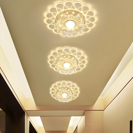 Elegant Crystal Sunflower LED Flush Mount Ceiling Light Image - 2