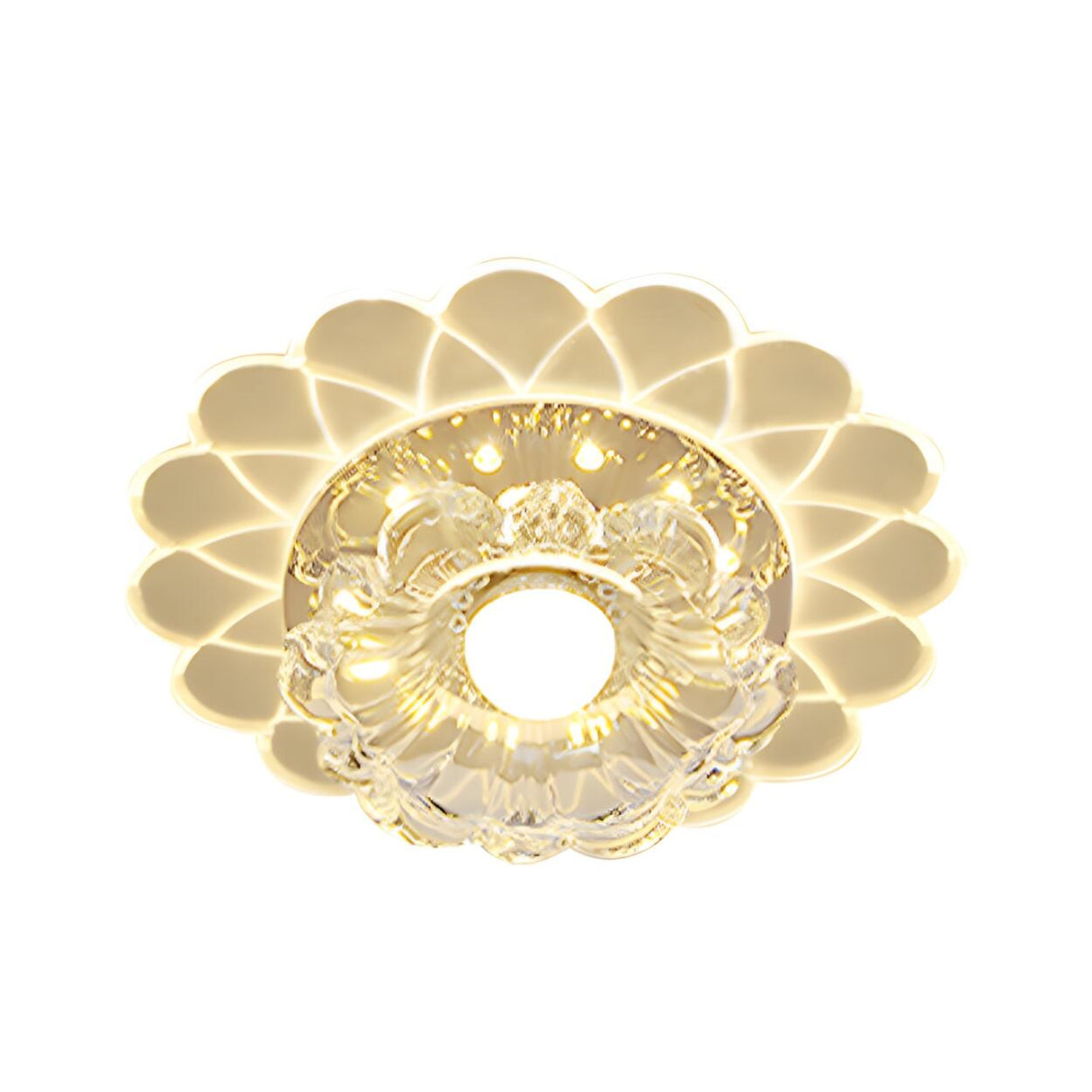 Elegant Crystal Sunflower LED Flush Mount Ceiling Light Image - 3