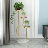 Elegant Curved Metal 3-Tier Indoor Plant Stand Gold Image - 3