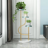 Elegant Curved Metal 3-Tier Indoor Plant Stand Gold Image - 7